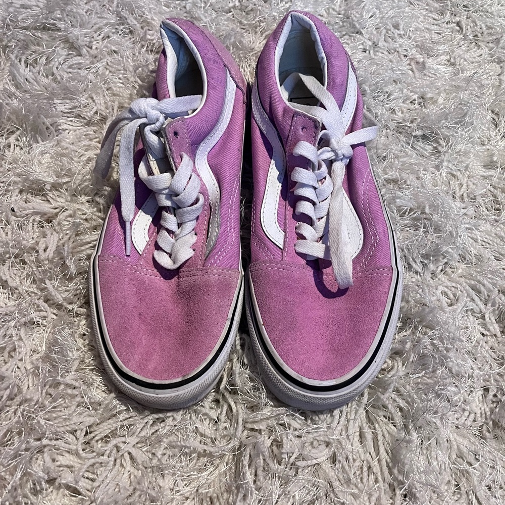 Vans Women's Lavender and White Sneakers